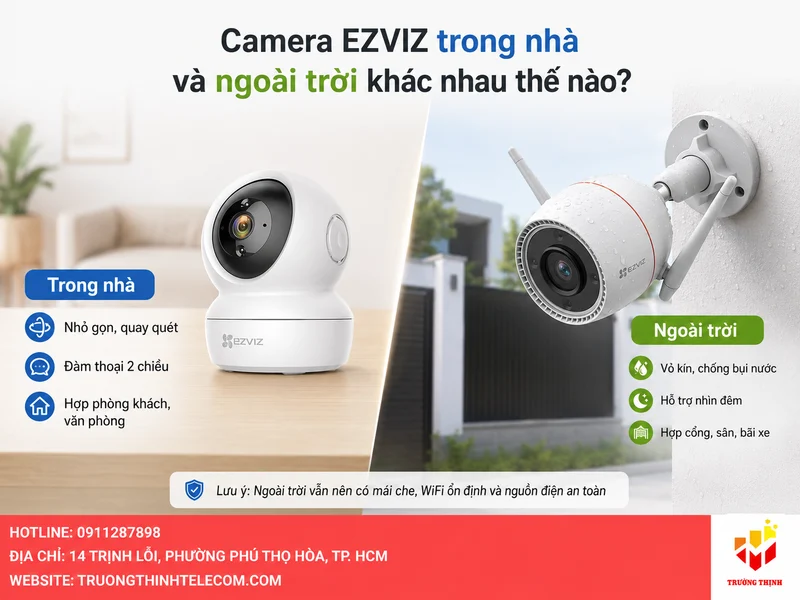 Camera Ezviz trong nhà và ngoài trời khác nhau như thế nào?