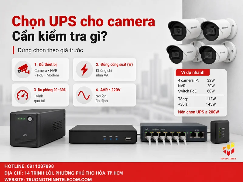 Cần kiểm tra gì trước khi chọn UPS cho hệ thống camera?