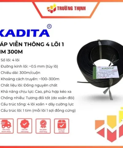 Cáp viễn thông Kadita 4 lõi 1 tim 300m gia cường