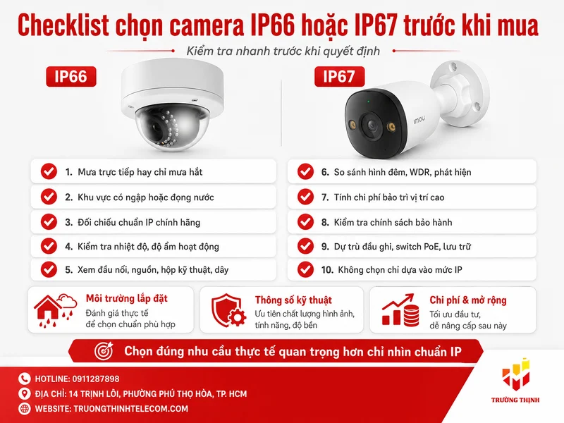 Checklist chọn camera IP66 hoặc IP67 trước khi mua