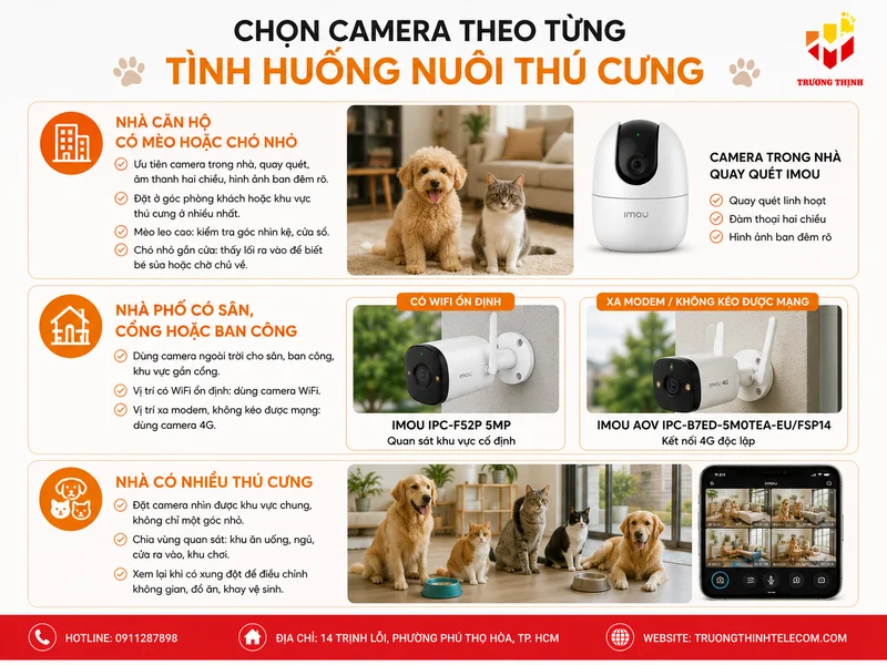 Chọn camera theo từng tình huống nuôi thú cưng
