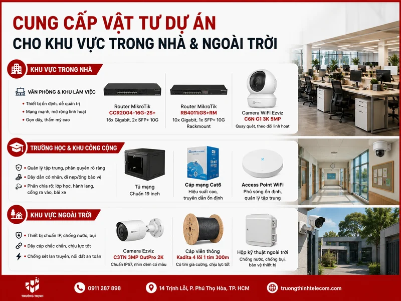 Cung cấp vật tư dự án cho khu vực trong nhà