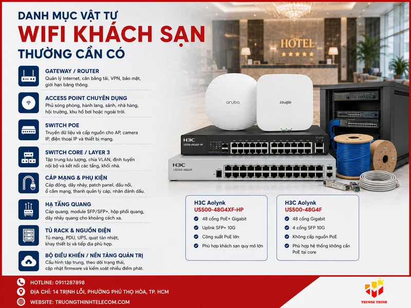 Danh mục vật tư WiFi khách sạn thường cần có