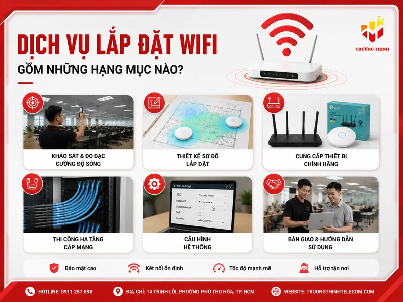 Dịch vụ lắp đặt WiFi gồm những hạng mục nào?