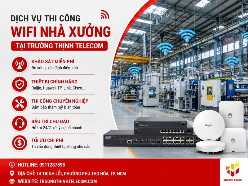 Dịch vụ thi công WiFi cho nhà xưởng tại Trường Thịnh Telecom