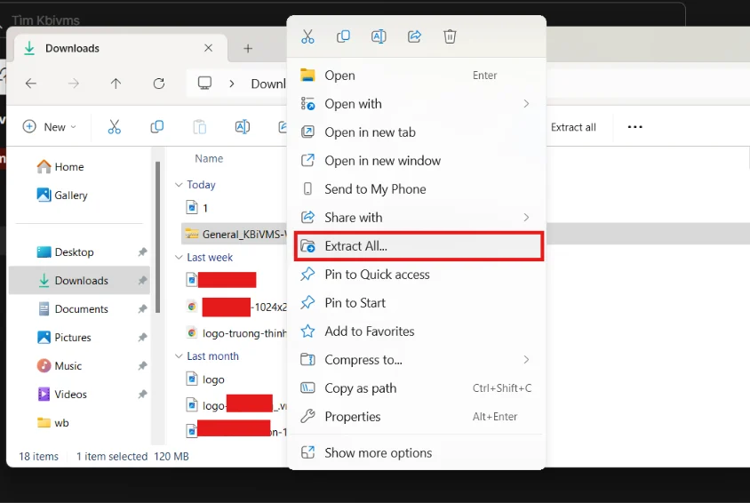Giải nén file nếu cần