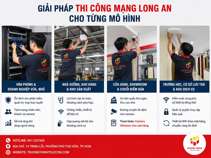 Giải pháp thi công mạng Long An cho từng mô hình
