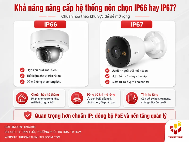 Khả năng nâng cấp hệ thống nên chọn IP66 hay IP67?