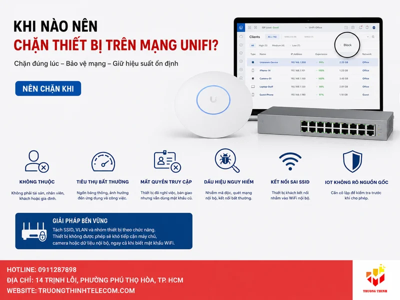Khi nào nên chặn một thiết bị trên mạng UniFi?