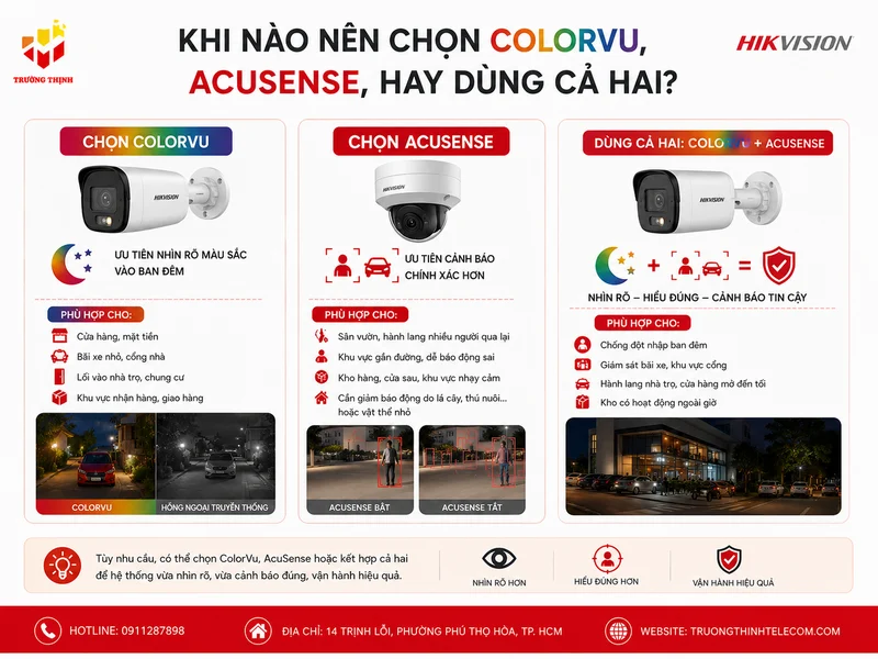 Khi nào nên chọn ColorVu, khi nào cần AcuSense, khi nào nên dùng cả hai?