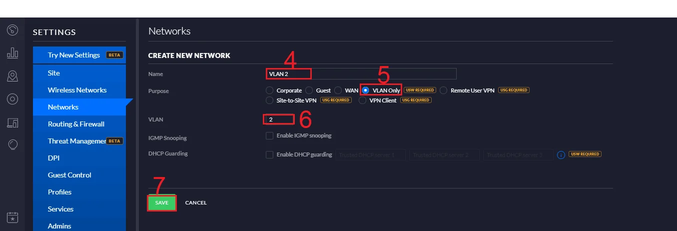 Chọn mục Purpose là VLAN Only