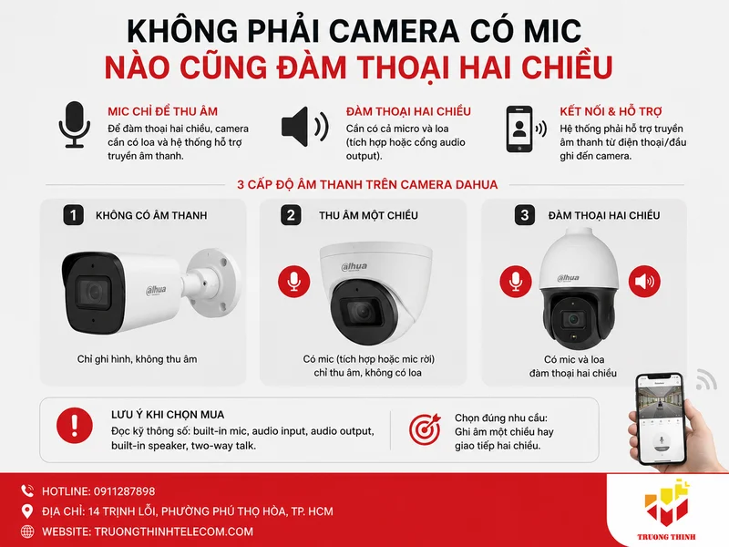 Không phải camera có mic nào cũng đàm thoại hai chiều