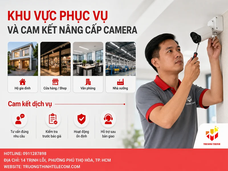 Khu vực phục vụ và cam kết dịch vụ nâng cấp camera