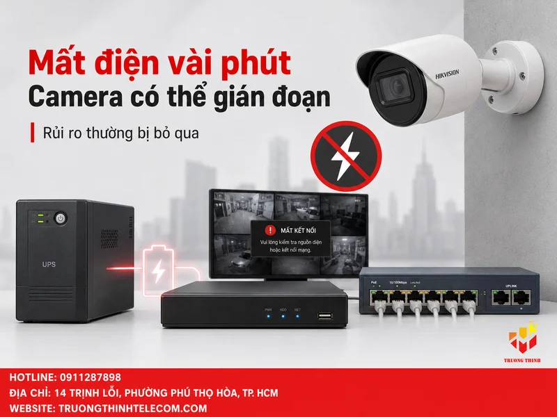 Mất điện vài phút có đủ làm gián đoạn camera? Những rủi ro thường bị bỏ qua