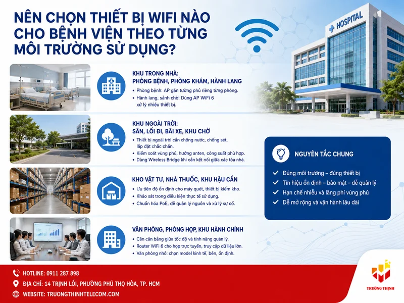 Nên chọn thiết bị wifi nào cho bệnh viện theo từng môi trường sử dụng?