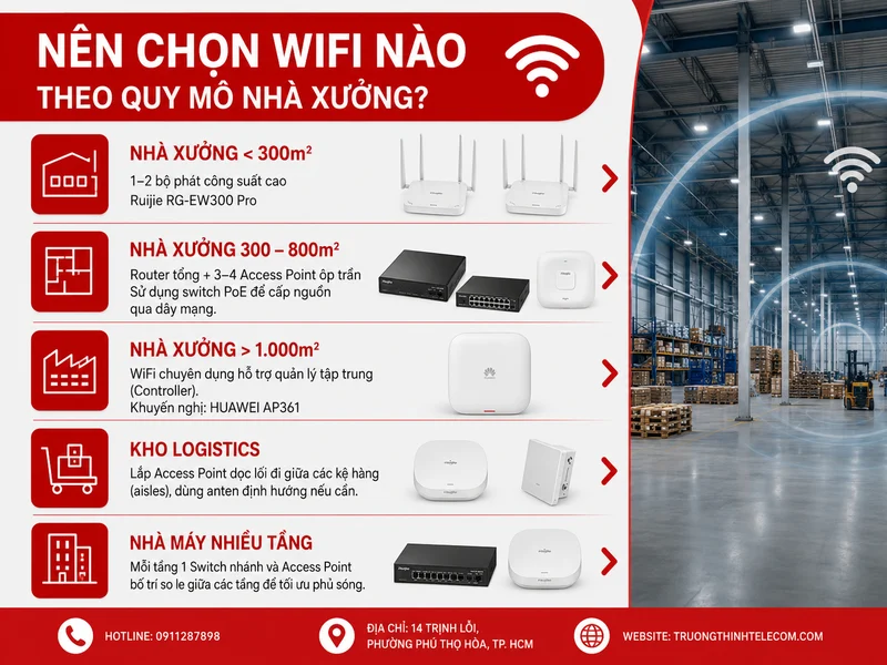 Nên chọn WiFi nào theo quy mô nhà xưởng?