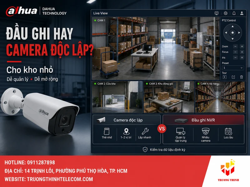 Nên dùng đầu ghi hay camera độc lập cho kho nhỏ?