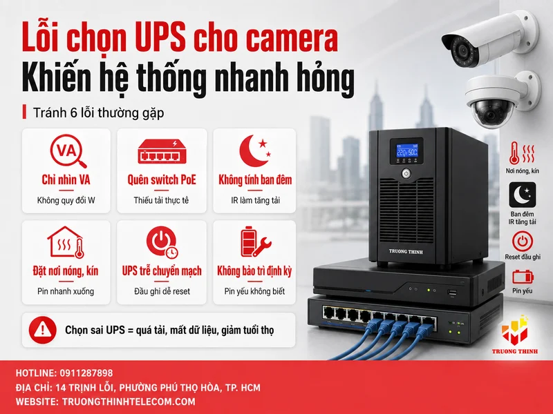 Những lỗi chọn UPS cho camera khiến hệ thống nhanh hỏng hoặc không hiệu quả
