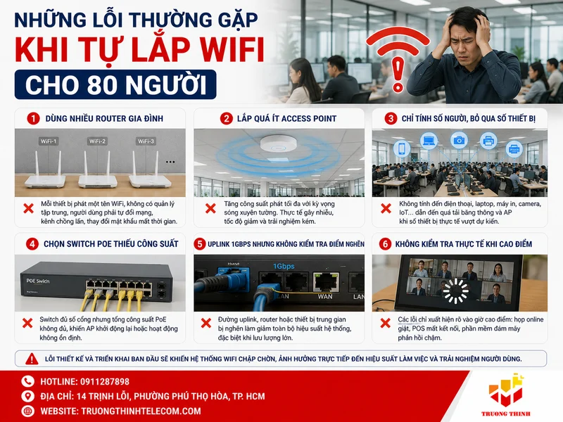 Những lỗi thường gặp khi tự lắp WiFi cho 80 người
