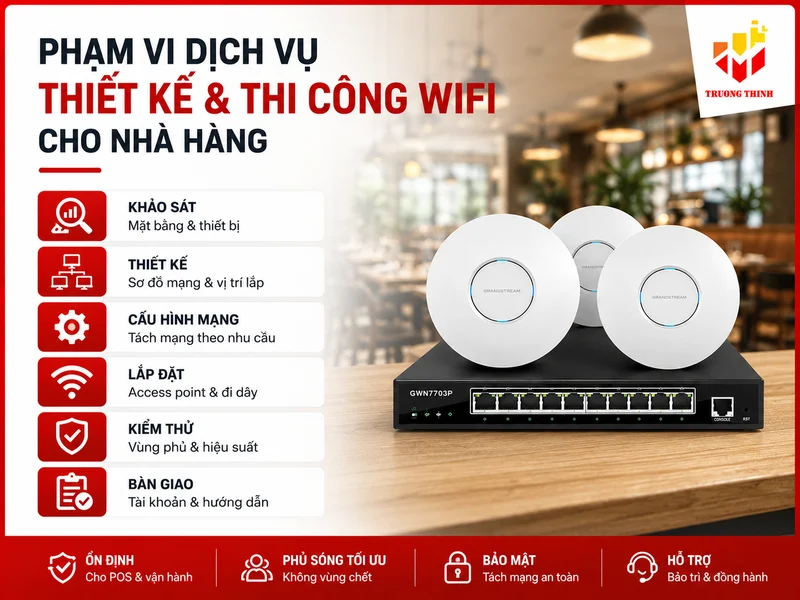 Phạm vi dịch vụ thiết kế và thi công wifi cho nhà hàng