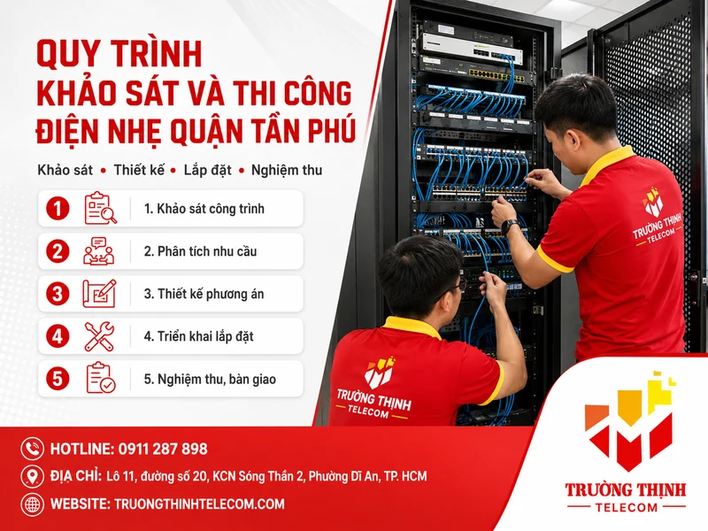 Quy trình khảo sát và thi công điện nhẹ quận Tân Phú theo từng bước