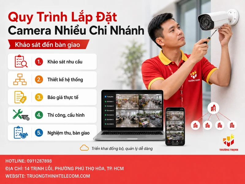 Quy trình lắp đặt và bàn giao hệ thống camera nhiều chi nhánh