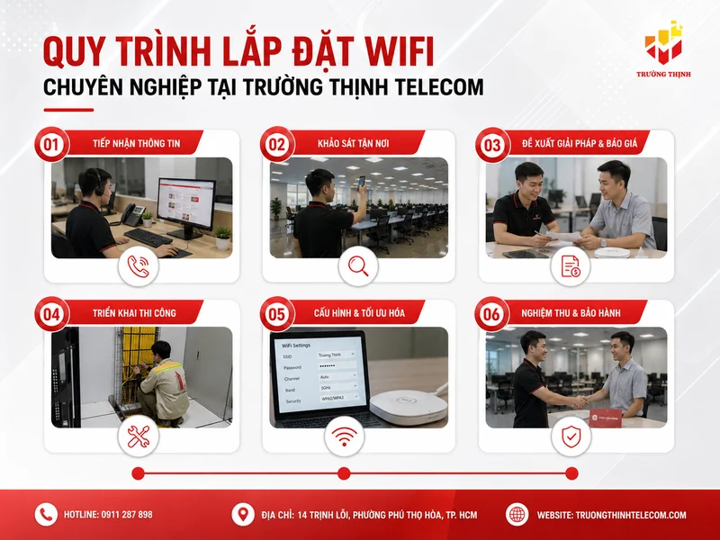 Quy trình lắp đặt WiFi chuyên nghiệp tại Trường Thịnh Telecom