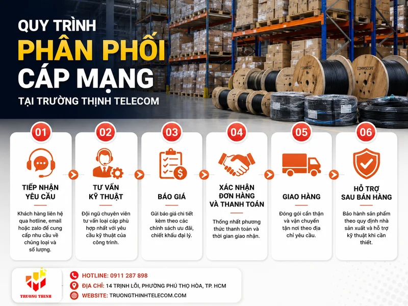 Quy trình phân phối cáp mạng tại Trường Thịnh Telecom