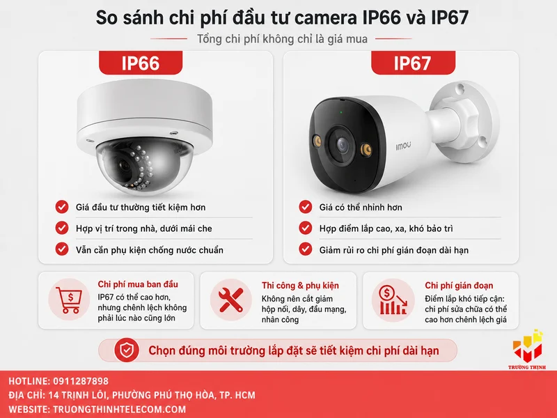 So sánh chi phí đầu tư camera IP66 và IP67