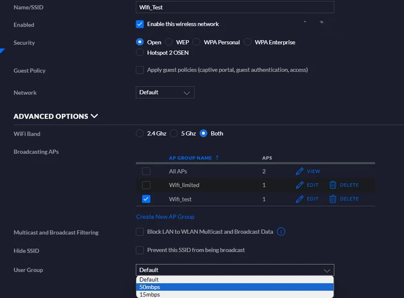 Tìm đến dòng User Group nằm trong phần ADVANCED OPTIONS
