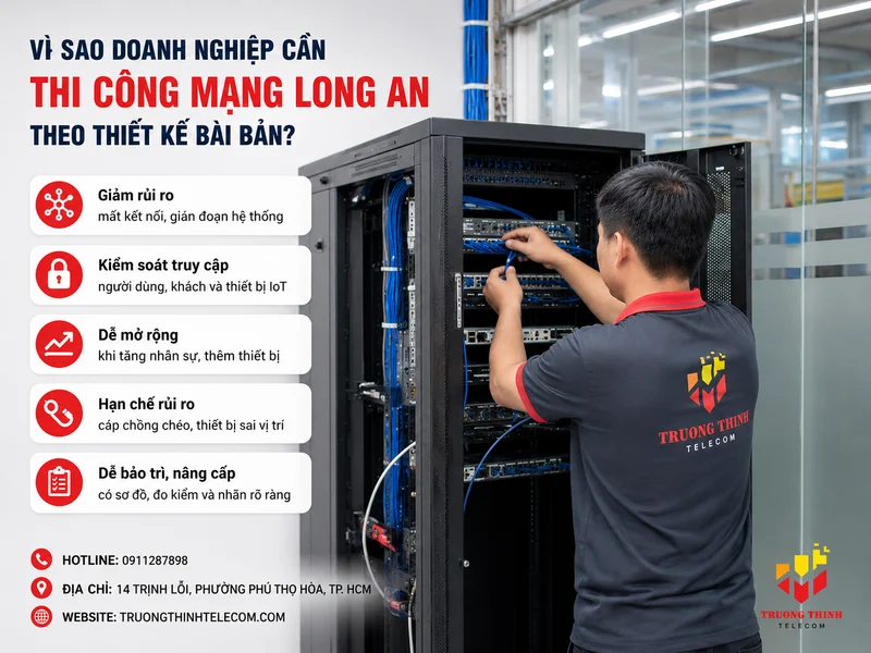 Vì sao doanh nghiệp cần thi công mạng Long An theo thiết kế bài bản?