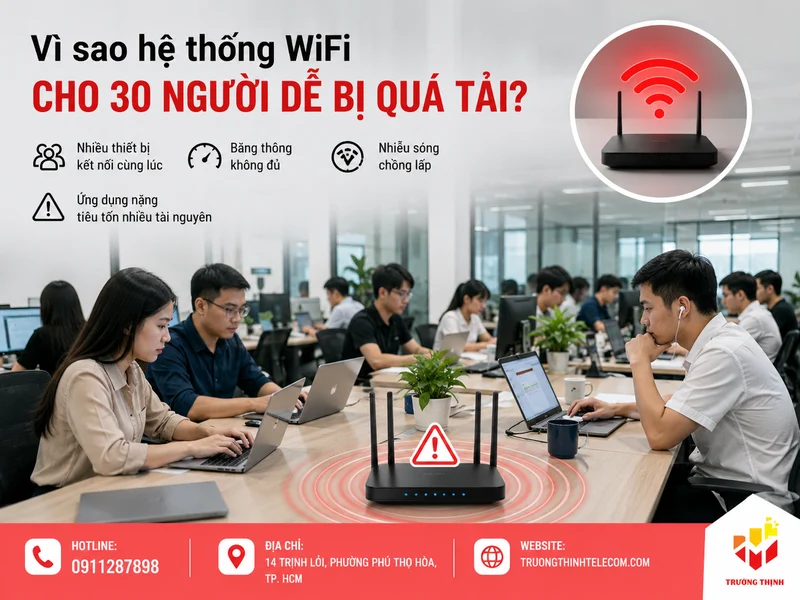 Vì sao hệ thống WiFi cho 30 người dễ bị quá tải?