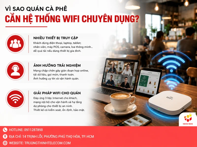 Vì sao quán cà phê cần hệ thống WiFi chuyên dụng?
