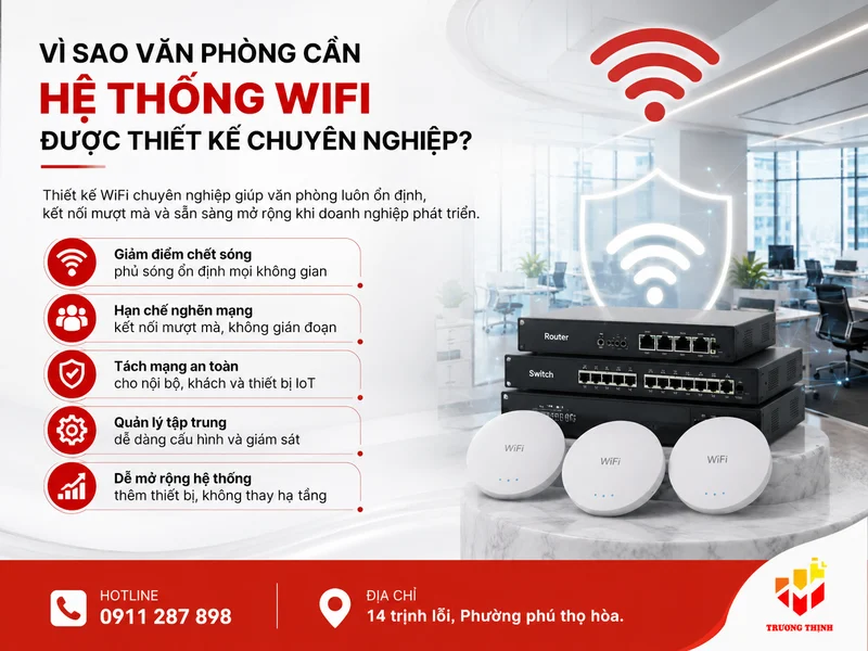 Vì sao văn phòng cần hệ thống WiFi được thiết kế chuyên nghiệp?