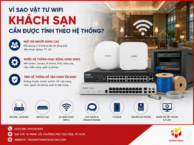Vì sao vật tư WiFi khách sạn cần được tính theo hệ thống?
