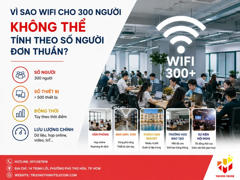 Vì sao wifi cho 300 người không thể tính theo số người đơn thuần?